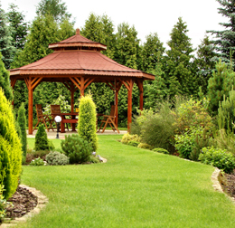 Lawn with gazebo